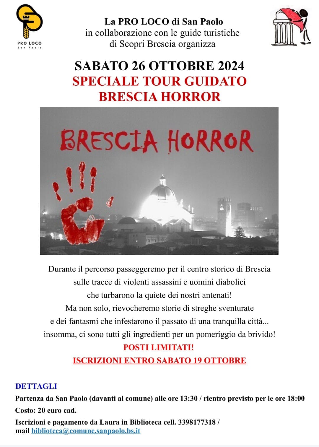 Speciale tour guidato Brescia horror promossa da Pro loco San Paolo 