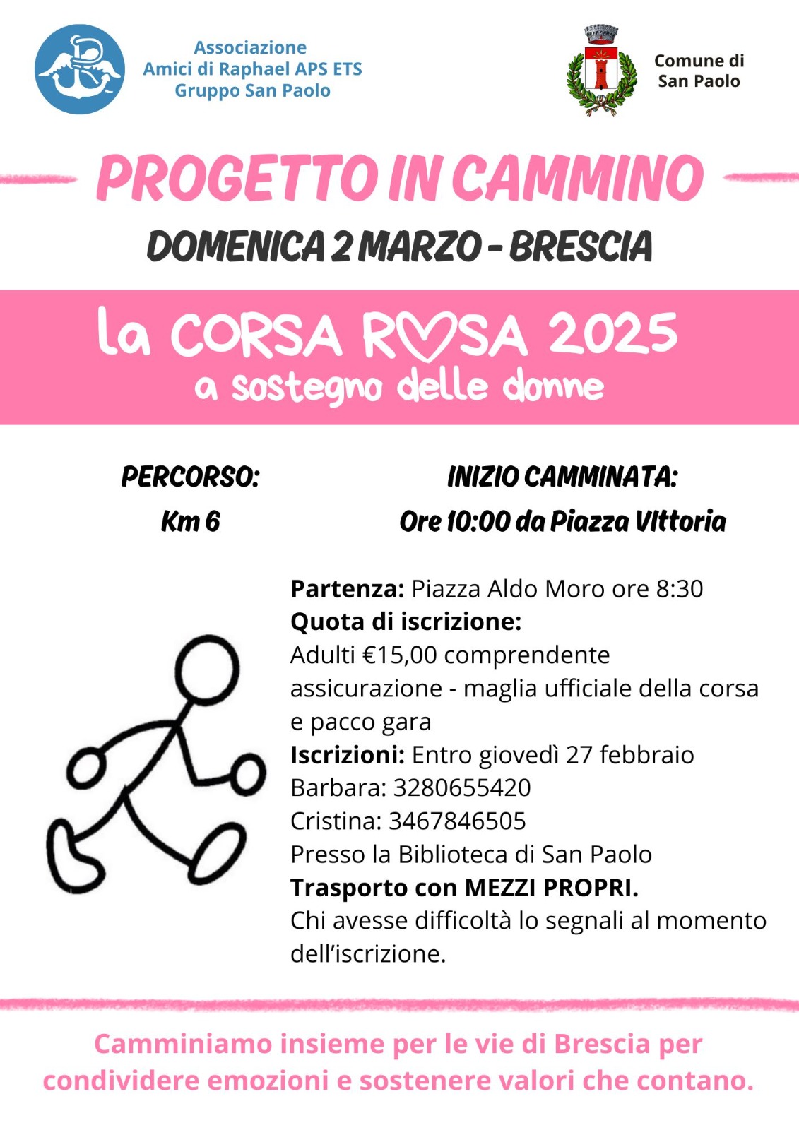 Progetto in cammino: 2 marzo 2025 a Brescia con la Corsa Rosa